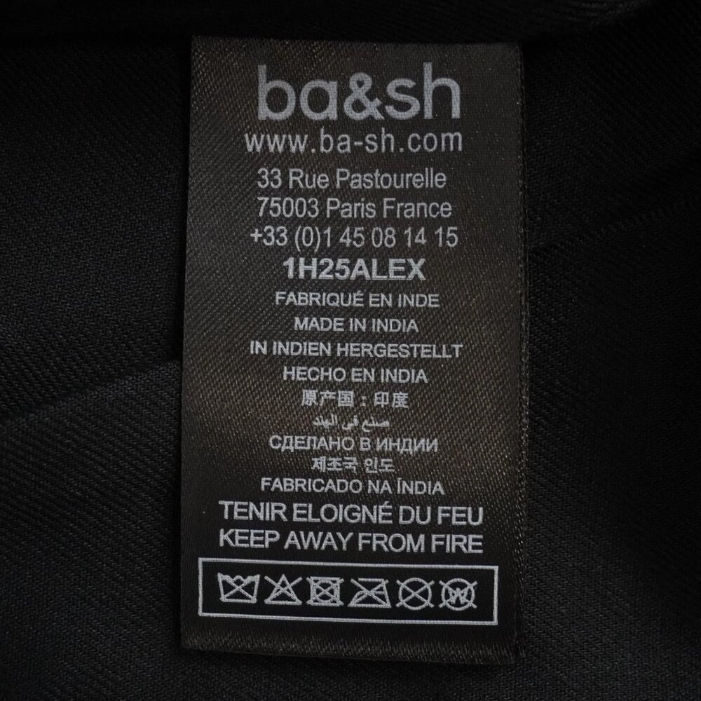 ba&sh Alexia Structured Cropped Leather Jacket in Black With Button Closure - Picture 9 of 12